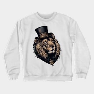 Lion wearing top hat Crewneck Sweatshirt